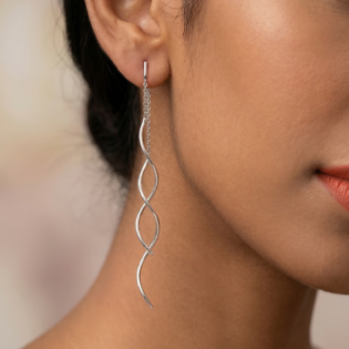 Silver Seraphine Spiral Drop Earrings - Image 2