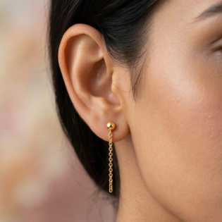 Golden Drift Chain Drop Earrings - Image 2
