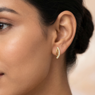 Aurora Leaf Arc Stud Earrings - Image 2