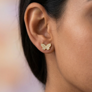 Golden Fluttera Butterfly Stud Earrings - Image 2