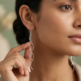 Silver Seraphine Spiral Drop Earrings - Image 4