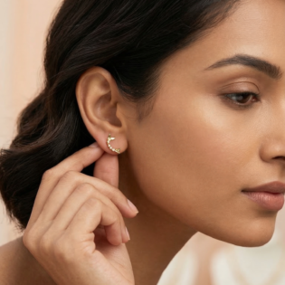Luna Vine Crescent Stud Earrings - Image 4