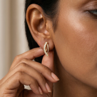 Aurora Leaf Arc Stud Earrings - Image 4