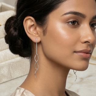Silver Seraphine Spiral Drop Earrings - Image 5