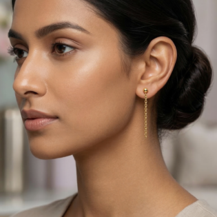 Golden Drift Chain Drop Earrings - Image 6