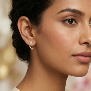 Luna Vine Crescent Stud Earrings - Image 2