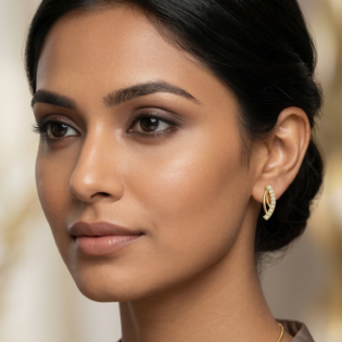 Aurora Leaf Arc Stud Earrings - Image 5