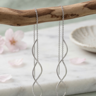 Silver Seraphine Spiral Drop Earrings - Image 3