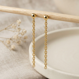 Golden Drift Chain Drop Earrings - Image 3