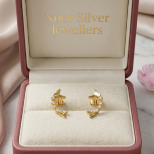 Luna Vine Crescent Stud Earrings - Image 3