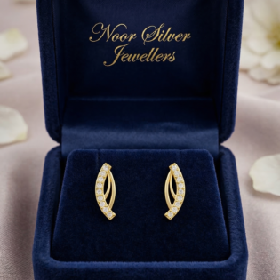 Aurora Leaf Arc Stud Earrings - Image 3