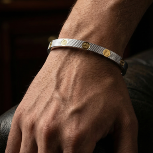Rajmudra Dual-Tone Silver Kada - Image 4