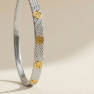 Rajmudra Dual-Tone Silver Kada - Image 3
