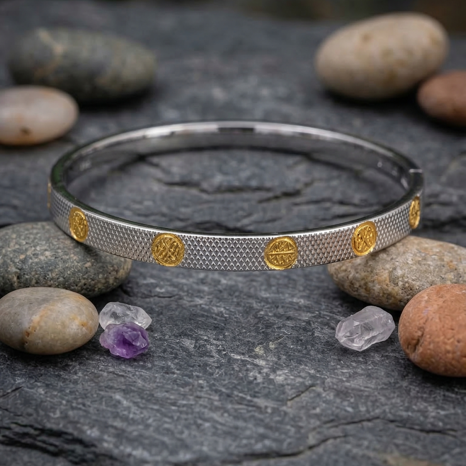 Rajmudra Dual-Tone Silver Kada