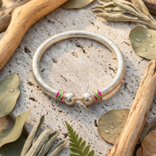 Rang Shringar Silver Kada Bracelet