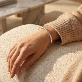 Chandrika Frost Silver Kada Bracelet - Image 4