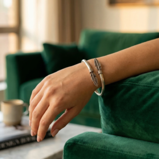 Vanya Arrowleaf Silver Kada Bracelet - Image 2