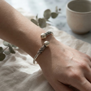 Chandrika Twin Pearl Silver Kada Bracelet - Image 5