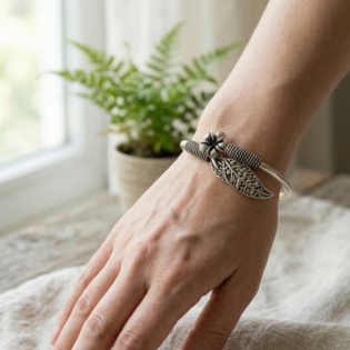 Pushpa Vriksha Silver Kada Bracelet - Image 2
