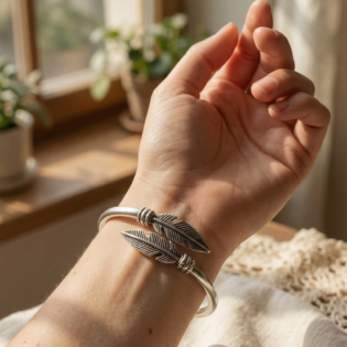 Vanya Arrowleaf Silver Kada Bracelet - Image 5