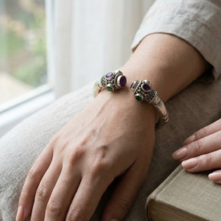 Navratna Royale Silver Bracelet - Image 4