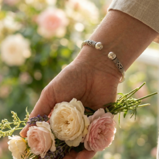Chandrika Twin Pearl Silver Kada Bracelet - Image 3