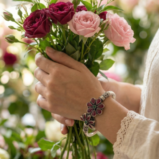 Gulnaar Ratna Pure Silver Floral Kada - Image 3