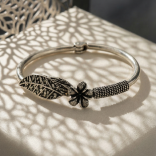 Pushpa Vriksha Silver Kada Bracelet