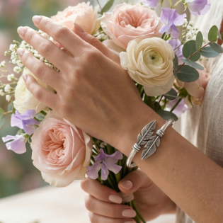 Vanya Arrowleaf Silver Kada Bracelet - Image 3