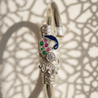 Mayura Raga Silver Kada Bracelet - Image 6