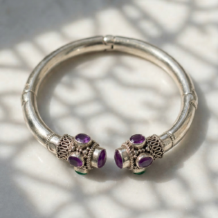 Navratna Royale Silver Bracelet
