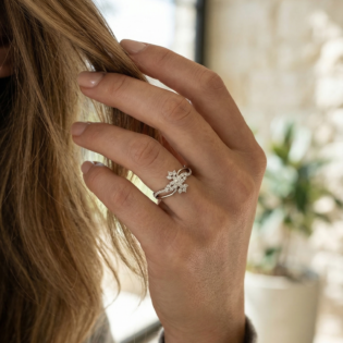 Celestial Blossom Silver Ring - Image 3