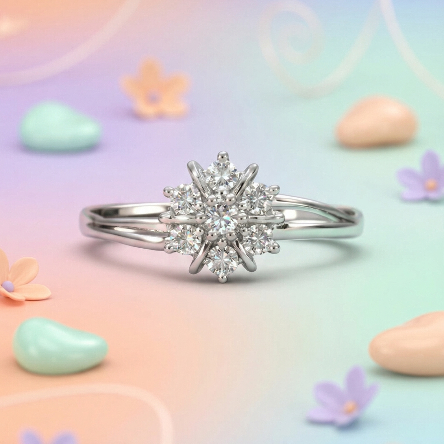 Starlight Bloom Silver Ring