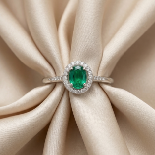 Emerald Radiance Halo Ring
