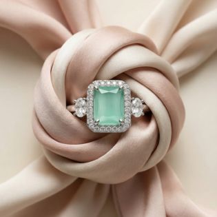 Mint Serenity Silver Halo Ring