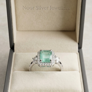 Mint Serenity Silver Halo Ring - Image 3