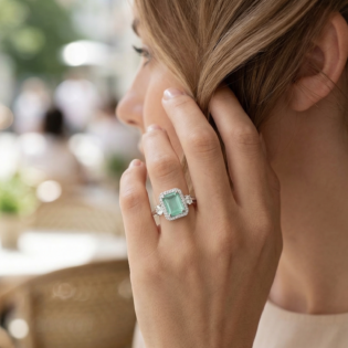 Mint Serenity Silver Halo Ring - Image 2