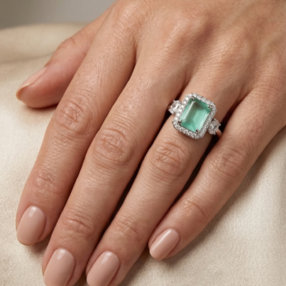 Mint Serenity Silver Halo Ring - Image 4