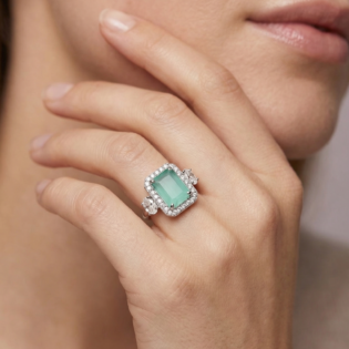Mint Serenity Silver Halo Ring - Image 5