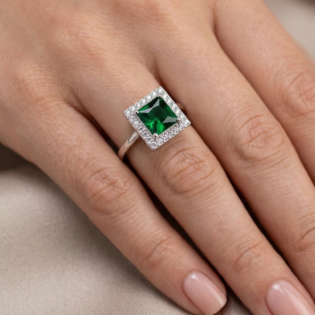 Emerald Square Elegance Ring - Image 2