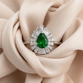 Emerald Radiance Halo Ring