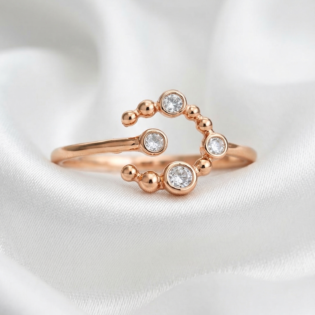 Luna Orbit Rose Silver Ring