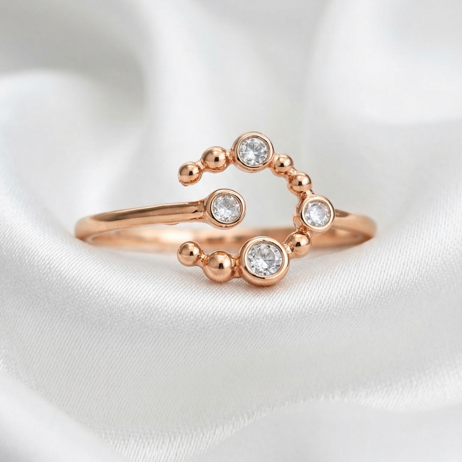Luna Orbit Rose Silver Ring