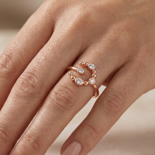 Luna Orbit Rose Silver Ring - Image 4