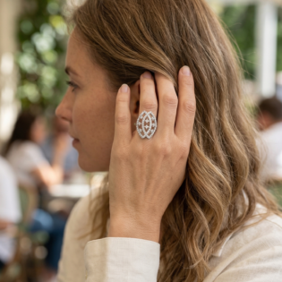 Royal Lattice Silver Statement Ring - Image 3