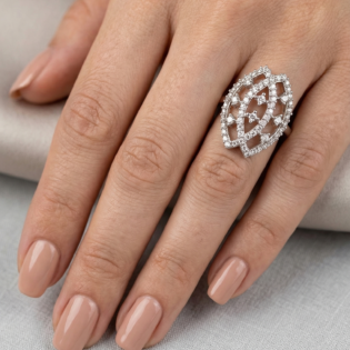 Royal Lattice Silver Statement Ring - Image 4