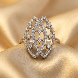 Royal Lattice Silver Statement Ring