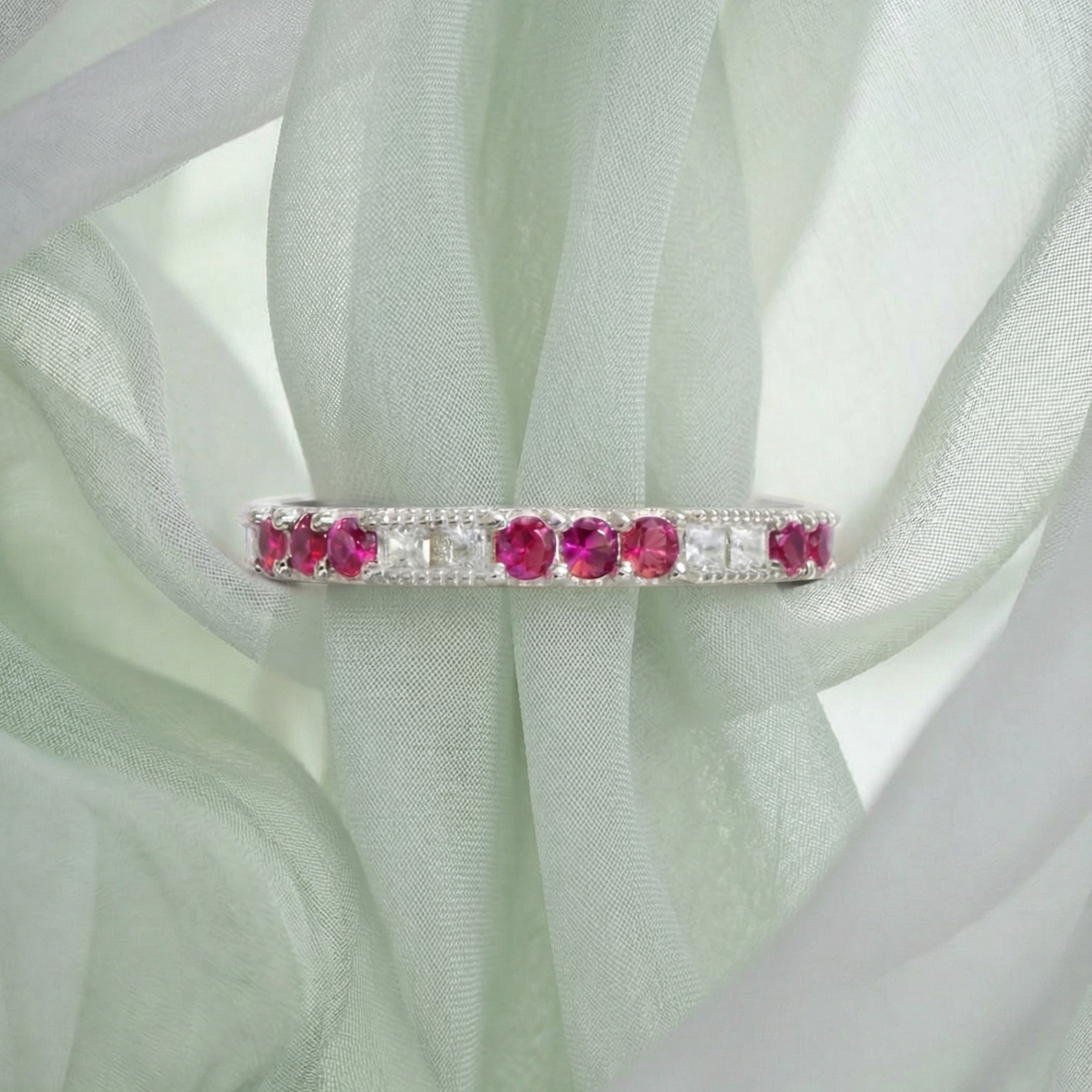 Crimson Frost Silver Band