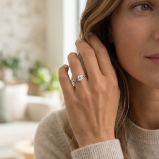 Silver Radiant Eye Solitaire Ring - Image 5