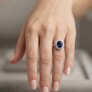 Midnight Sapphire Halo Ring - Image 2
